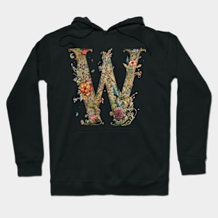 Floral Garden Watercolor Monogram Letter W Hoodie